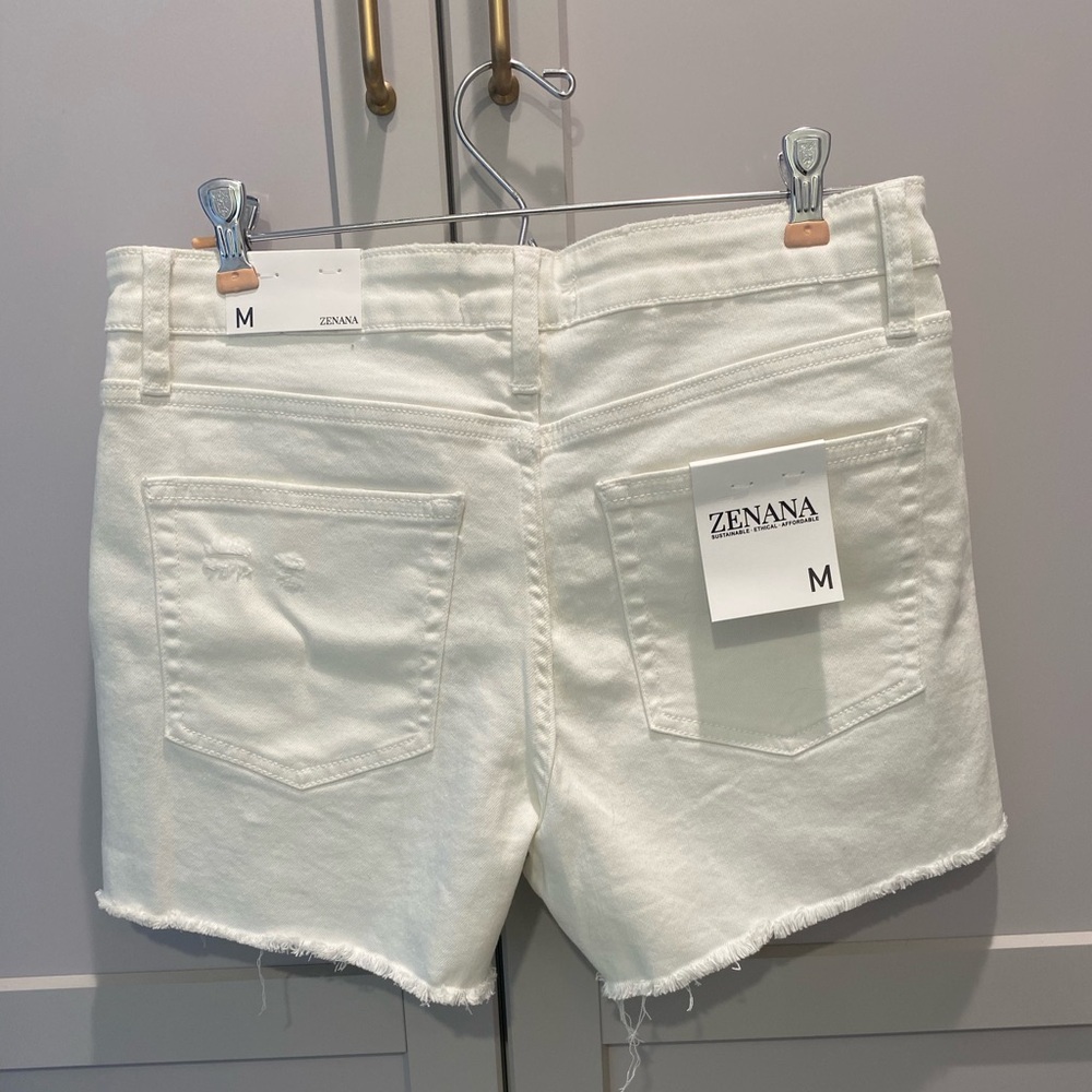New Zenana button fly shorts, size Medium, tons of stretch, slightly distressed - Picture 2 of 3